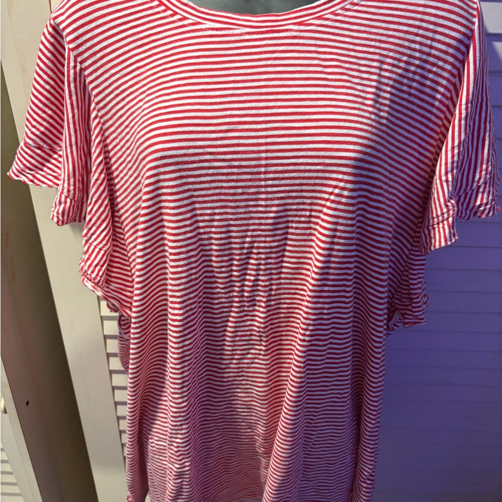 Terra & Sky Red and White Boxy Short Sleeve Tee
